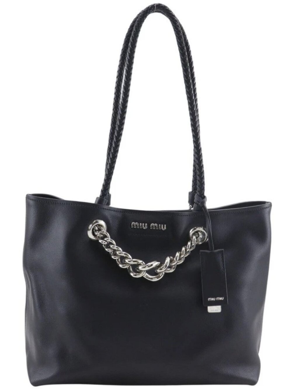 MIUMIU Chain tote Tote Bag black Calfskin Women